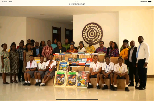 Faculty and students from the University of Health and Applied Science in the Volta Region of Ghana – Recipients of a 40’ container from the WBFN Book Project.