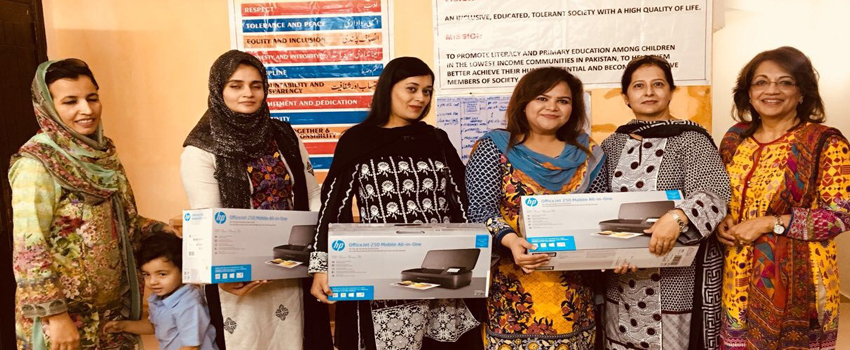 Pehli Kiran School Printer Handover Sadaf Saeed Islamabad 1 Nov 2017 Illustrating Mimi Moves to Washington